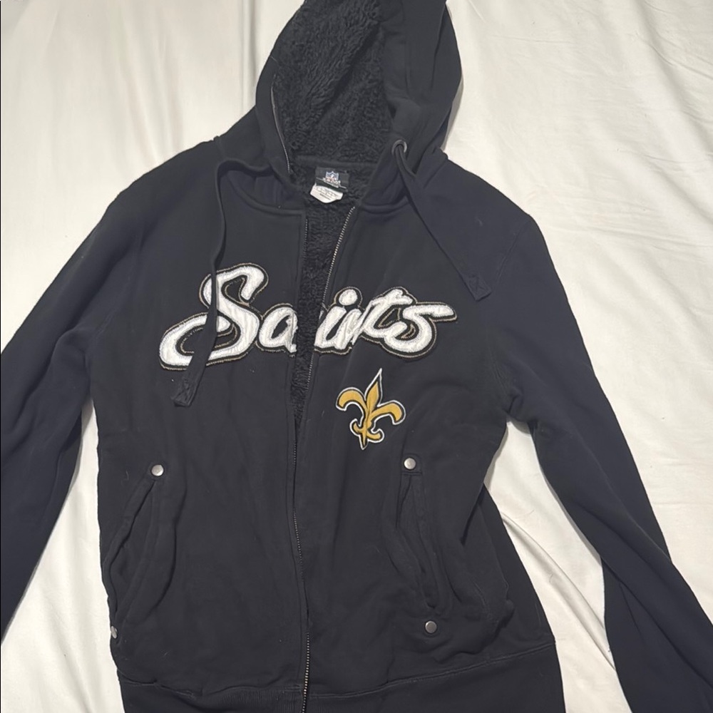 NFL Saints fur lined zip up jacket